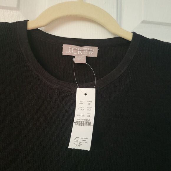 J.Crew Sweater Dress Sleeveless Stretch Viscose Blend Black Midi Slit XS BY824 - Picture 6 of 7